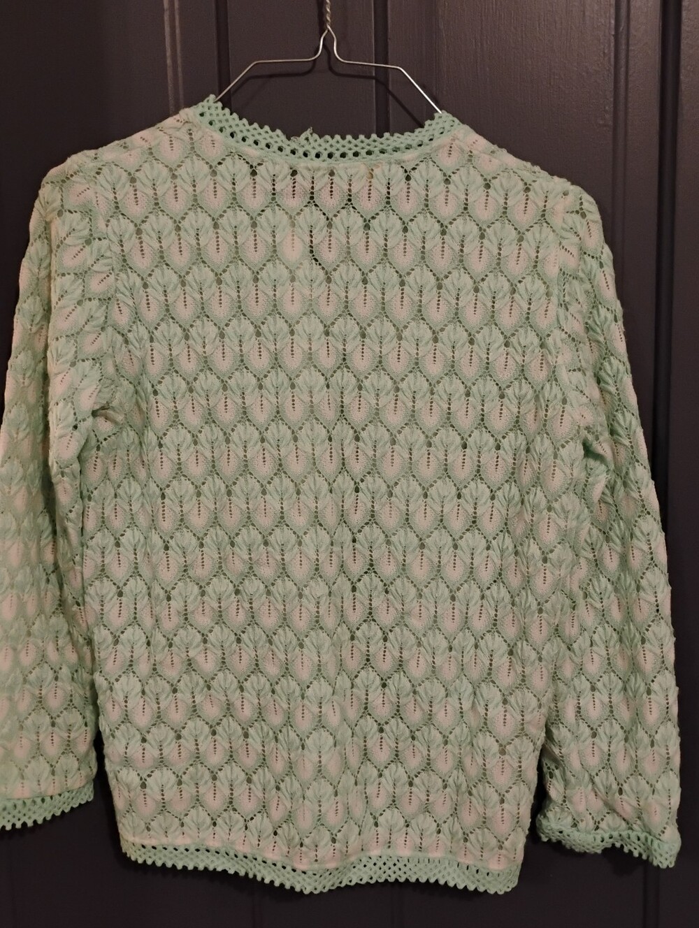 Vintage Foley Lingerie cardigan in a soft mint green - Picture 3 of 6